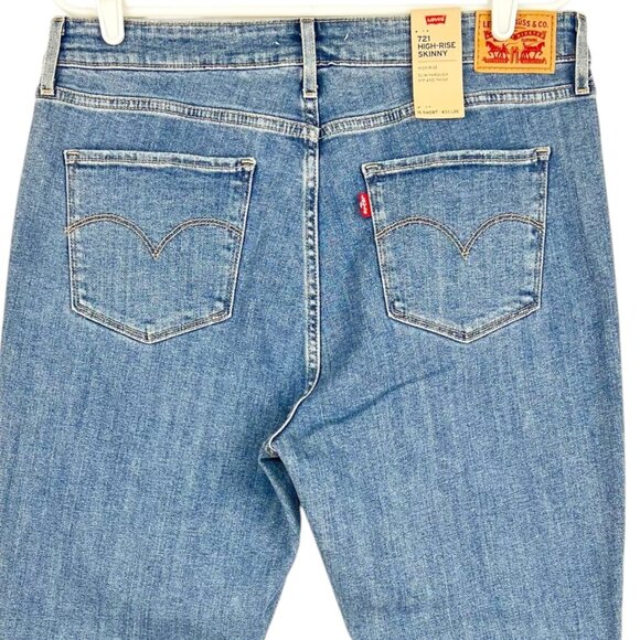 Levis 721 Women's High-Rise Skinny Stretch Blue Denim Jeans Size 16S Raw Hem NWT - Picture 4 of 15